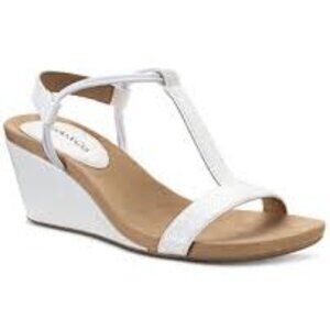 Style Co Mulan Wedge Sandals White Snake 8.5M
